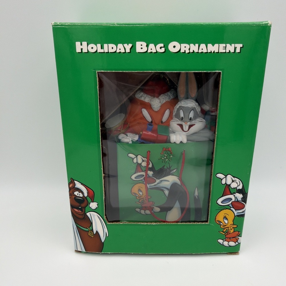 Vintage Warner Bros Store Looney Tunes Bugs Bunny Holiday Bag Christmas Ornament - Picture 7 of 8